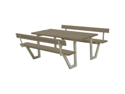Plus Wega Picknicktisch mit 2 Rückenlehnen Kiefer-Fichte graubraun 177 cm Plus Wega Picknicktisch mit 2 Rückenlehnen Kiefer-Fichte graubraun 177 cm