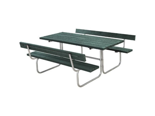 Plus Classic Picknicktisch mit 2 Rückenlehnen Retex Upcycling grün 177 x 177 cm 