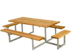 Plus Basic Picknicktisch mit 2 Anbausätzen Lärche unbehandelt 260 x 160 cm