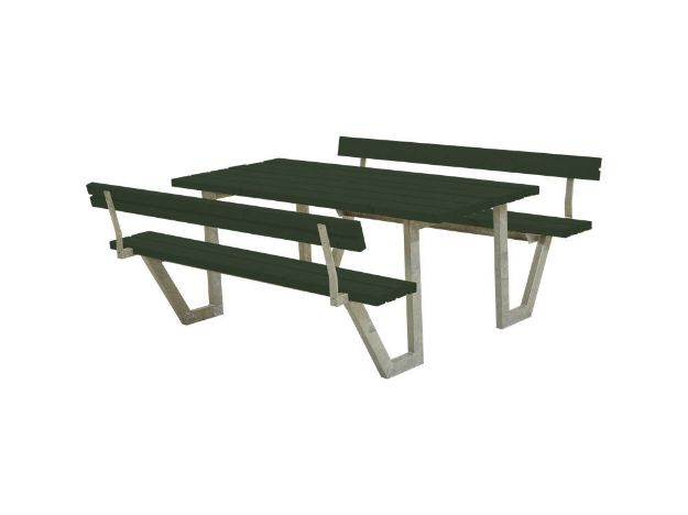 Plus Wega Picknicktisch mit 2 Rückenlehnen Kiefer-Fichte grün 177 cm