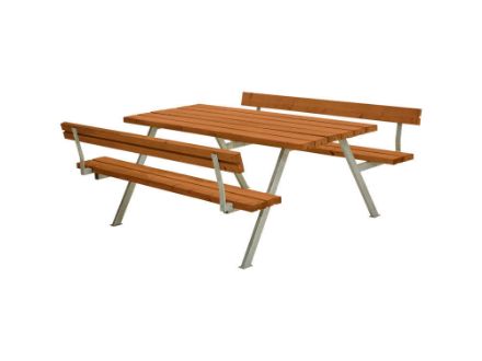 Plus Alpha Picknicktisch mit 2 Rückenlehnen Kiefer-Fichte teakfarben 177 x 185 x 73 cm Plus Alpha Picknicktisch mit 2 Rückenlehnen Kiefer-Fichte teakfarben 177 x 185 x 73 cm