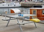 Bild von Plus Alpha Picknicktisch mit 2 Rückenlehnen Kiefer-Fichte teakfarben 177 x 185 x 73 cm