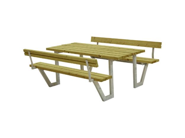 Plus Wega Picknicktisch mit 2 Rückenlehnen Kiefer-Fichte druckimgrägniert 177 cm