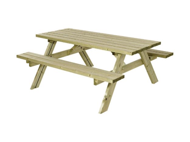 Plus Picknicktisch mit Klappsitzen Kiefer-Fichte unbehandelt 177 cm 
