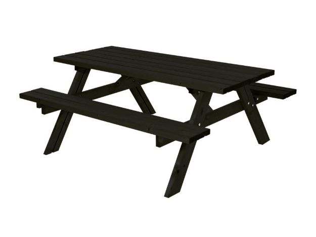Plus Picknicktisch mit Klappsitzen Kiefer-Fichte schwarz 177 cm
