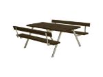 Plus Alpha Picknicktisch mit 2 Rückenlehnen Kiefer-Fichte schwarz 177 x 185 x 73 cm