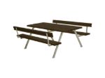 Plus Alpha Picknicktisch mit 2 Rückenlehnen Kiefer-Fichte schwarz 177 x 185 x 73 cm