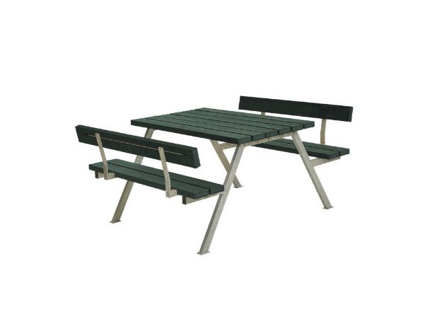 Plus Alpha Picknicktisch mit 2 Rückenlehnen Retex Upcycling grün 118 x 185 x 73 cm