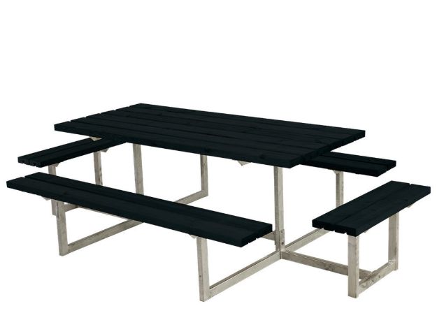Plus Basic Sitzgruppe mit 2 Anbauten Kiefer-Fichte schwarz 260 x 160 cm