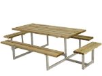 Plus Basic Picknicktisch mit 2 Anbausätzen Kiefer-Fichte druckimprägniert 260 x 160 cm