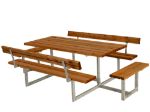 Plus Basic Picknicktisch mit 2 Rückenlehnen + 2 Ergänzungen teakfarben 260 x 184 x 73 cm