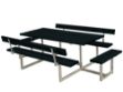 Plus Basic Picknicktisch mit 2 Anbausätzen und 2 Rückenlehnen Kiefer-Fichte schwarz 260 x184 cm