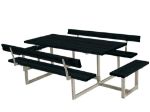 Plus Basic Picknicktisch mit 2 Anbausätzen und 2 Rückenlehnen Kiefer-Fichte schwarz 260 x184 cm