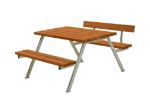 Plus Alpha Picknicktisch mit 1 Rückenlehne Kiefer-Fichte teakfarben 118 x 173 x 73cm