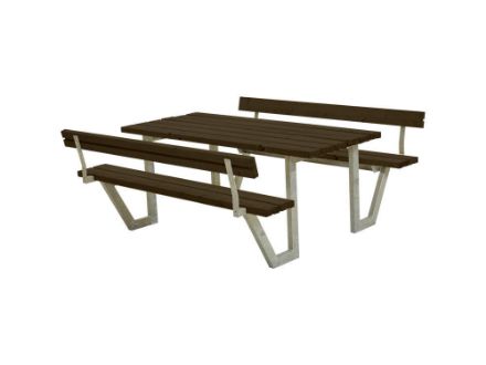 Plus Wega Picknicktisch mit 2 Rückenlehnen Kiefer-Fichte schwarz 177 cm Plus Wega Picknicktisch mit 2 Rückenlehnen Kiefer-Fichte schwarz 177 cm