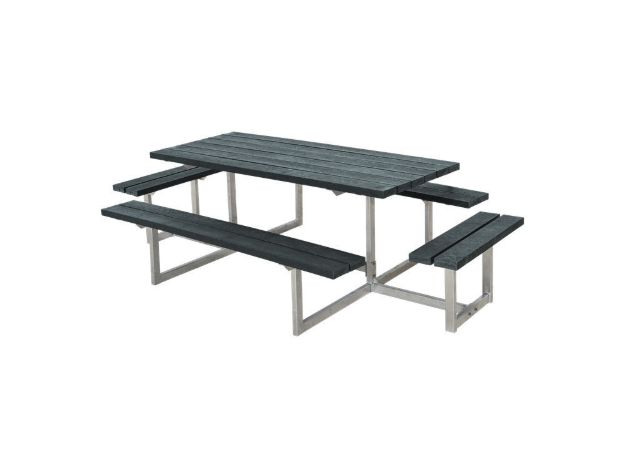 Plus Basic Picknicktisch mit 2 Anbausätzen Retex Upcycling grau 260 x 160 cm