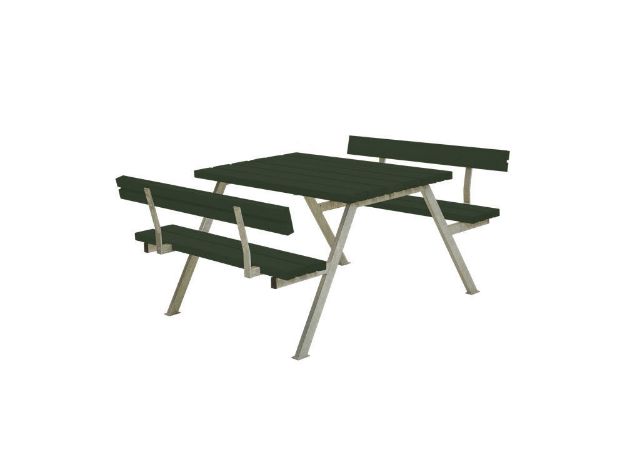 Plus Alpha Picknicktisch mit 2 Rückenlehnen Kiefer-Fichte grün 118 x 185 x 73 cm