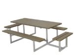 Plus Basic Picknicktisch mit 2 Anbausätzen Kiefer-Fichte graubraun 260 x 160 cm 
