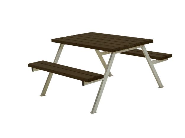 Plus Alpha Picknicktisch Kiefer-Fichte schwarz 118 x 161 x 73 cm