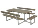 Plus Basic Picknicktisch mit 2 Anbausätzen und 2 Rückenlehnen Kiefer-Fichte graubraun 260 x184 cm