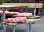 Bild von Plus Basic Picknicktisch mit 2 Anbausätzen und 2 Rückenlehnen Kiefer-Fichte graubraun 260 x184 cm