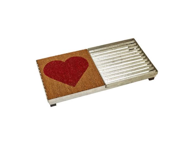 Plus Cubic Rost mit Herzmatte und höhenverstellbarem Stahlrahmen 40 x 80 x 9,3 cm