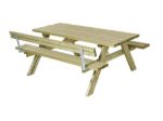 Plus Picknicktisch mit Klappsitzen und 1 Rückenlehne Kiefer-Fichte unbehandelt 177 cm