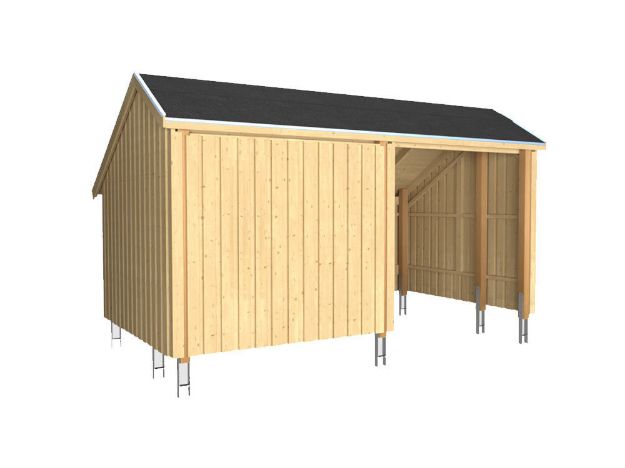 Plus Multihaus Shelter 432 x 248 x 250 cm zum Einbetonieren mit Dachpappe und Aluleisten