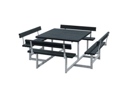 Plus Picnic Picknicktisch 8-Sitzer mit 4 Rückenlehnen schwarz 224 cm Plus Picnic Picknicktisch 8-Sitzer mit 4 Rückenlehnen schwarz 224 cm
