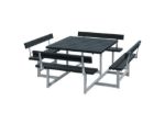 Plus Picnic Picknicktisch 8-Sitzer mit 4 Rückenlehnen schwarz 224 cm