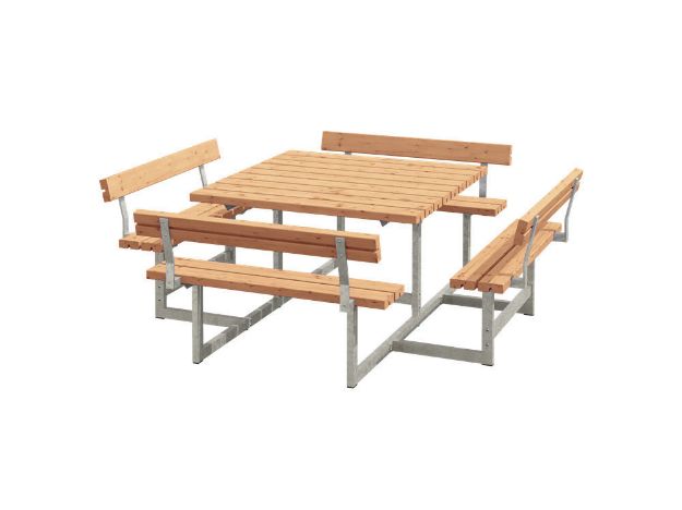 Plus Picnic Picknicktisch 8-Sitzer mit 4 Rückenlehnen Lärche unbehandelt 224 cm