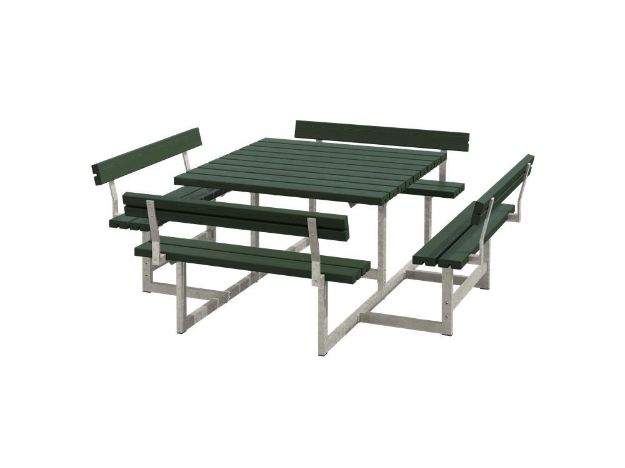 Plus Picnic Picknicktisch 8-Sitzer mit 4 Rückenlehnen grün 200 cm