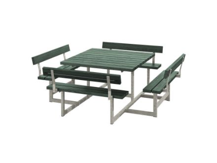 Plus Picnic Picknicktisch 8-Sitzer mit 4 Rückenlehnen Retex Upcycling grün 224 cm Plus Picnic Picknicktisch 8-Sitzer mit 4 Rückenlehnen Retex Upcycling grün 224 cm