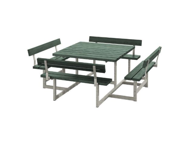 Plus Picnic Picknicktisch 8-Sitzer mit 4 Rückenlehnen Retex Upcycling grün 224 cm