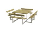 Plus Picnic Picknicktisch 8-Sitzer mit 4 Rückenlehnen druckimprägniert 224 cm