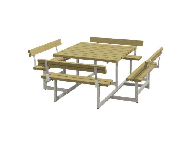 Plus Picnic Picknicktisch 8-Sitzer mit 4 Rückenlehnen druckimprägniert 224 cm