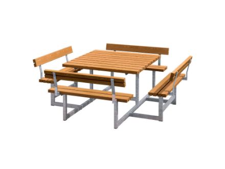 Plus Picnic Picknicktisch 8-Sitzer mit 4 Rückenlehnen teakfarben 224 cm Plus Picnic Picknicktisch 8-Sitzer mit 4 Rückenlehnen teakfarben 224 cm