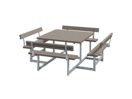 Plus Picnic Picknicktisch 8-Sitzer mit 4 Rückenlehnen graubraun 224 cm Plus Picnic Picknicktisch 8-Sitzer mit 4 Rückenlehnen graubraun 224 cm