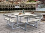 Bild von Plus Picnic Picknicktisch 8-Sitzer mit 4 Rückenlehnen graubraun 224 cm