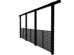 Plus einreihige Pergola drei Module schwarz mit Tokyo-Zaun 664 cm