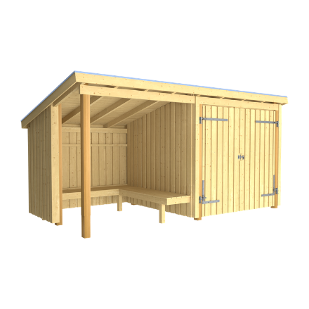 Plus Nordic Gerätehaus - Feuerhütte 9,5 qm Typ 1B mit Aluschiene Plus Nordic Gerätehaus - Feuerhütte 9,5 qm Typ 1B mit Aluschiene