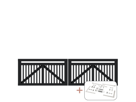 Plus Linea Doppeltor schwarz 300 x 80 cm mit Beschlägen Plus Linea Doppeltor schwarz 300 x 80 cm mit Beschlägen