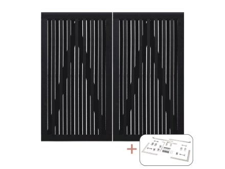 Plus Nagano Sichtschutztüre Doppeltor Kiefer-Fichte schwarz 200 × 180 cm mit Beschlägen Plus Nagano Sichtschutztüre Doppeltor Kiefer-Fichte schwarz 200 × 180 cm mit Beschlägen