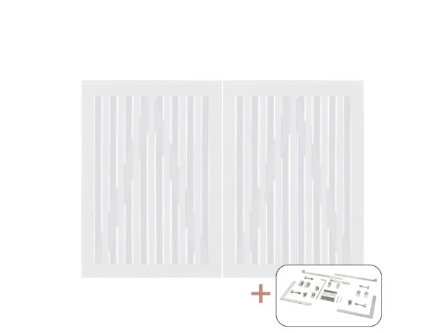 Plus Nagano Gartentor Doppeltor Kiefer-Fichte weiss 200 × 140 cm mit Beschlägen