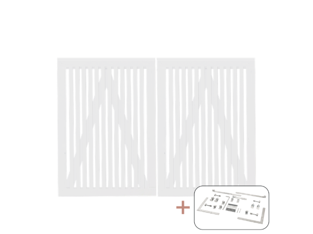 Plus Sendai Doppeltor Kiefer-Fichte weiss 200 × 140 cm mit Beschlägen