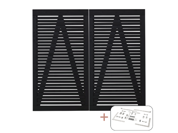 Plus Osaka Doppeltor Kiefer-Fichte schwarz 200 x 180 cm mit Beschlägen