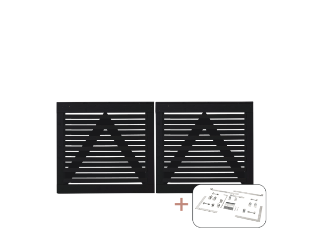 Plus Osaka Doppeltor Kiefer-Fichte schwarz 200 x 93 cm mit Beschlägen