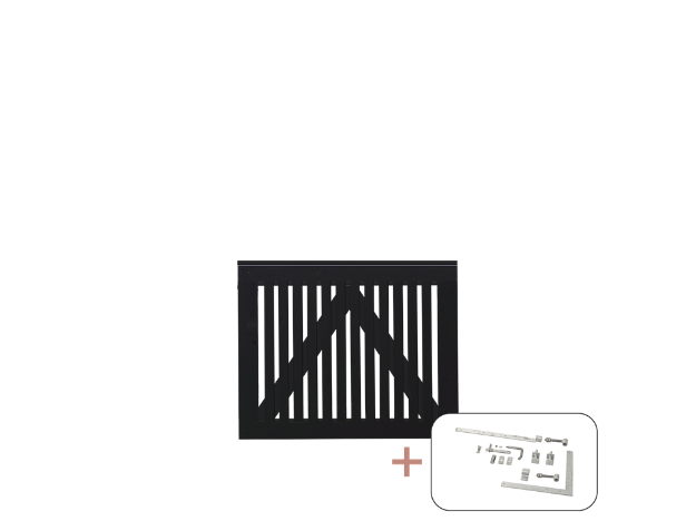Plus Sendai Gartentüre Einzeltor Kiefer-Fichte schwarz 100 × 80 cm mit Beschlägen