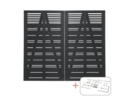 Plus Silence Sichtschutz Doppeltor schwarz grundiert 200 x 170 cm mit Beschlägen Plus Silence Sichtschutz Doppeltor schwarz grundiert 200 x 170 cm mit Beschlägen