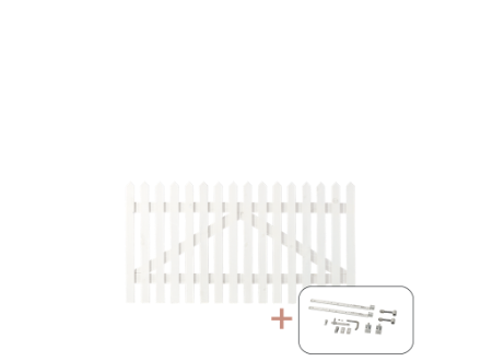 Plus Skagen Lux breites Einzeltor weiss grundiert 150 x 80 cm mit Beschlägen Plus Skagen Lux breites Einzeltor weiss grundiert 150 x 80 cm mit Beschlägen